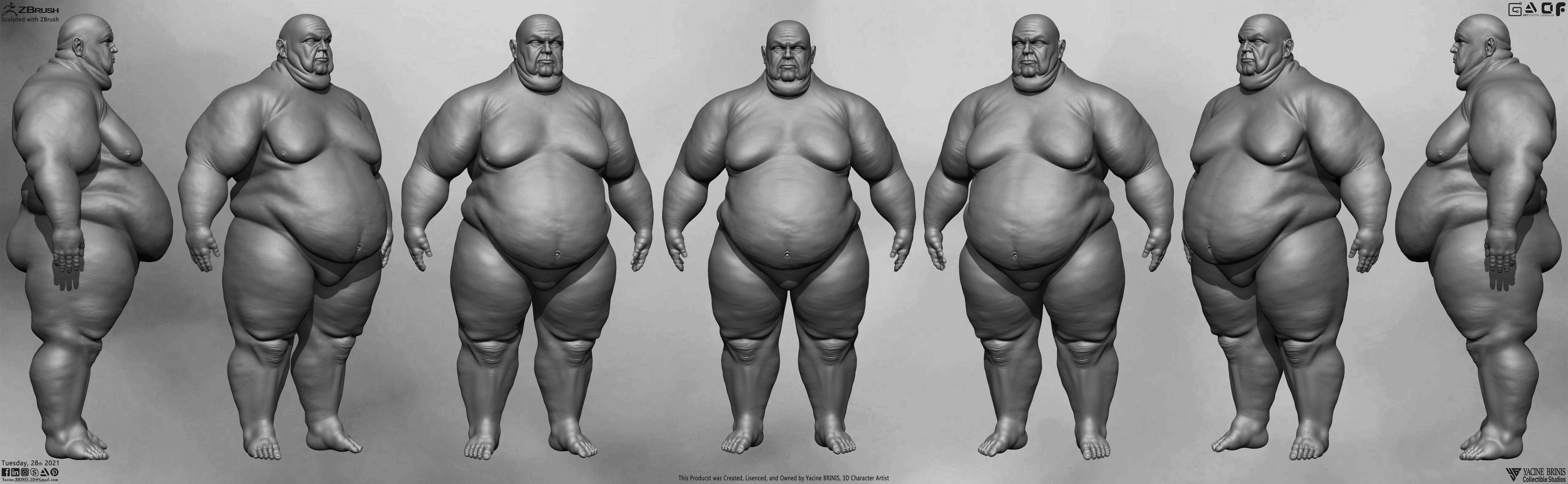 Fat Man Base-mesh 3D Model Low-poly 3D model_3