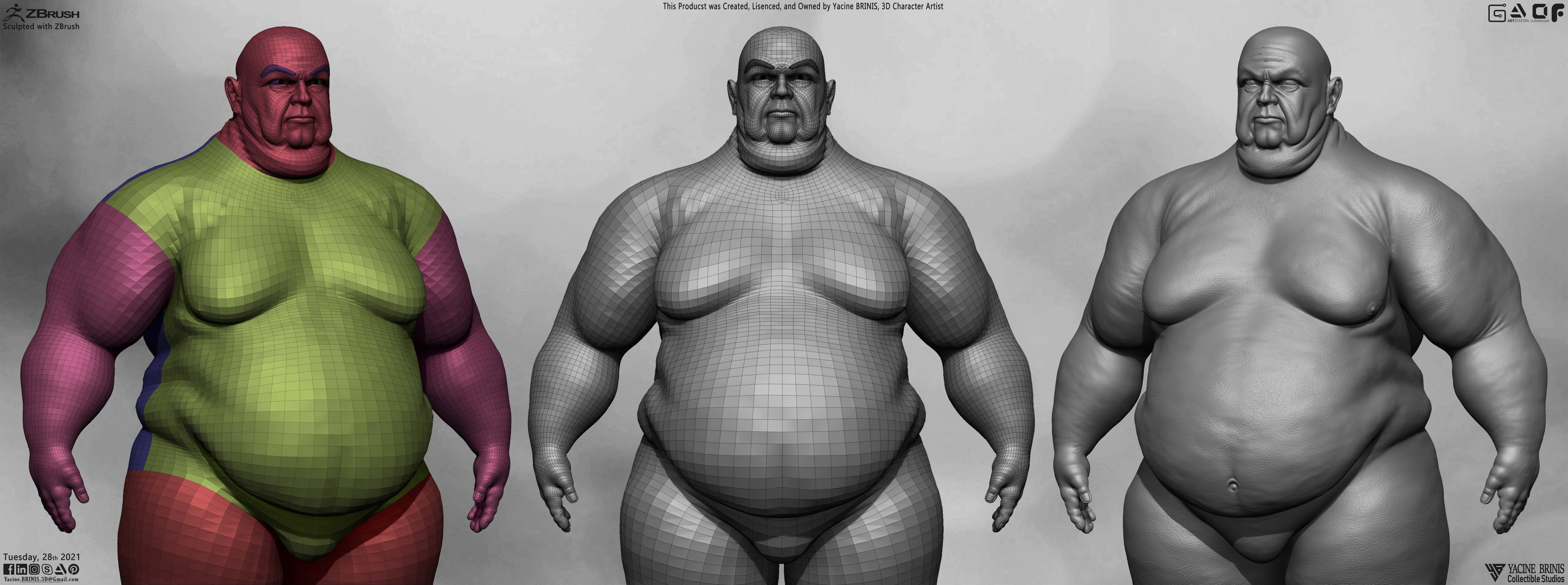 Fat Man Base-mesh 3D Model Low-poly 3D model_7