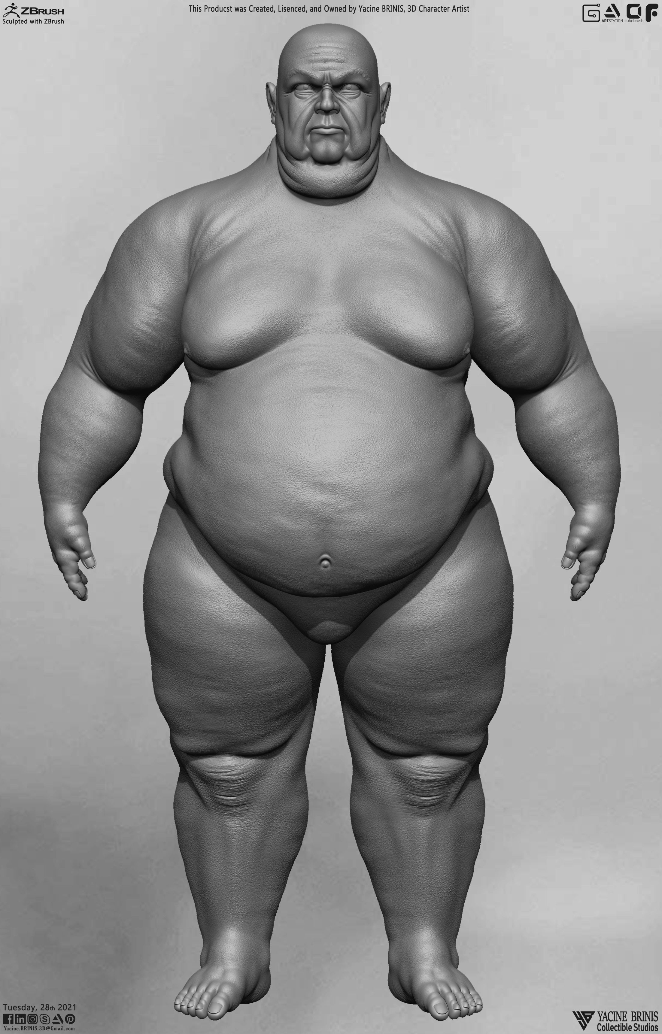 Fat Man Base-mesh 3D Model Low-poly 3D model_13