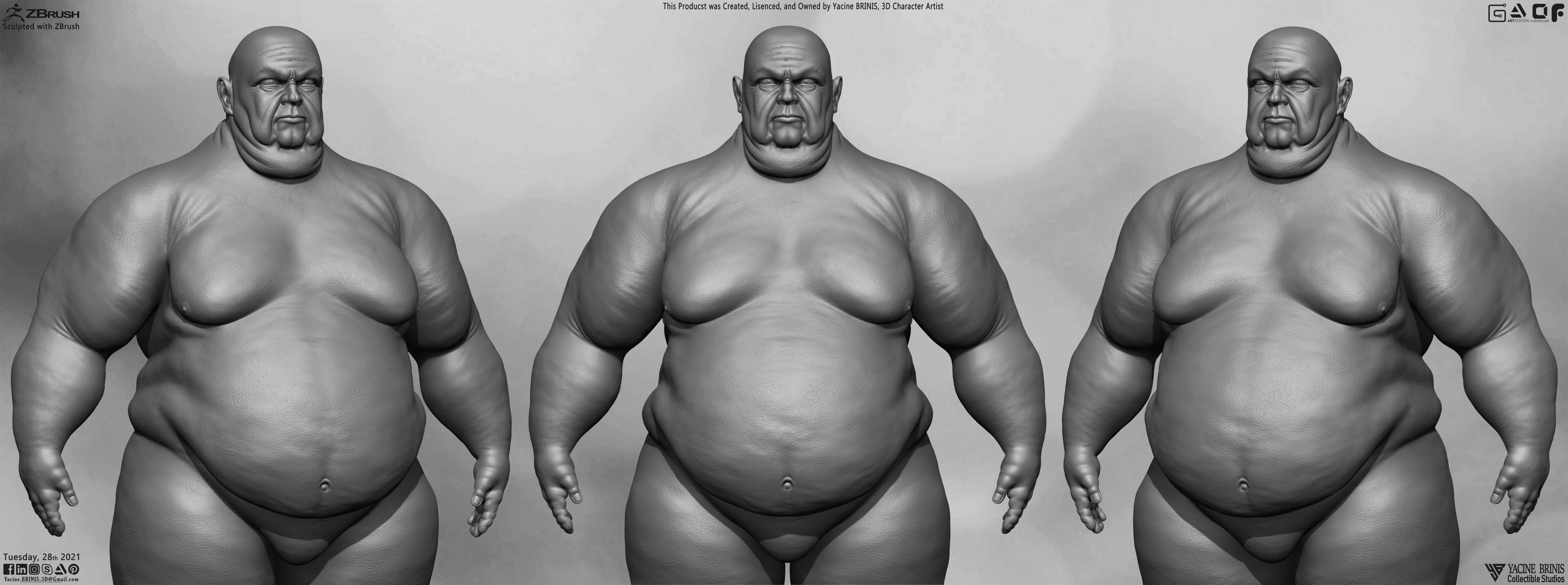 Fat Man Base-mesh 3D Model Low-poly 3D model_8