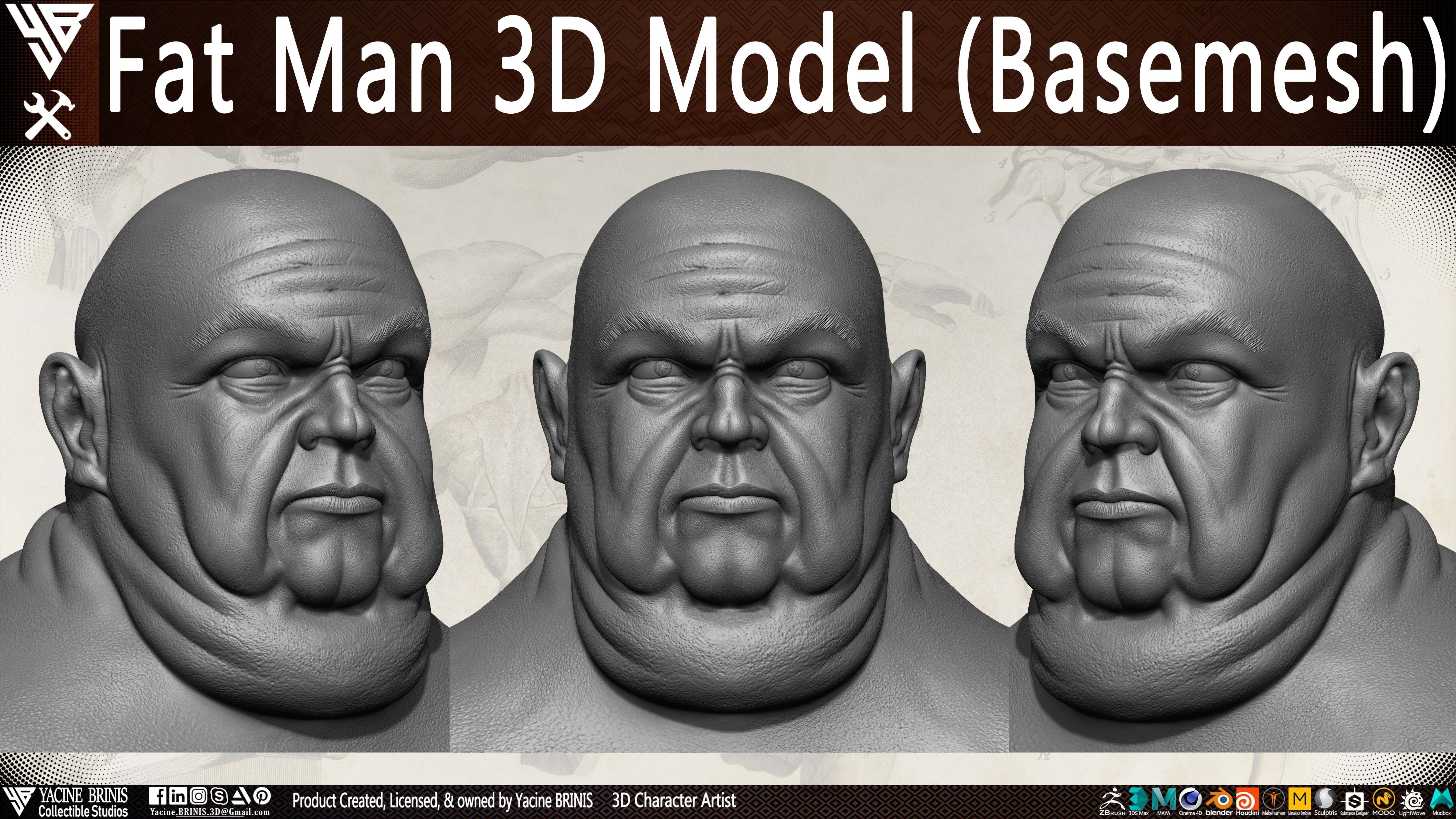 Fat Man Base-mesh 3D Model Low-poly 3D model_21