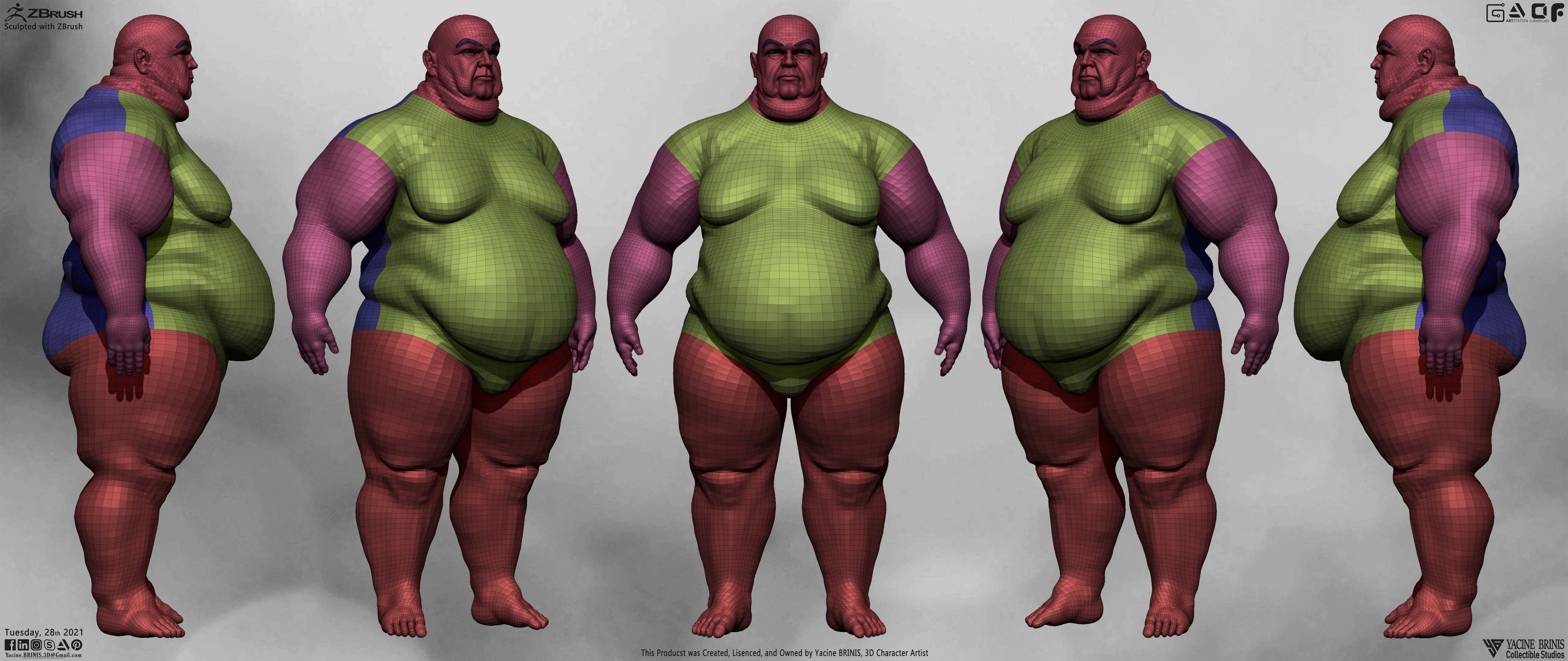 Fat Man Base-mesh 3D Model Low-poly 3D model_4