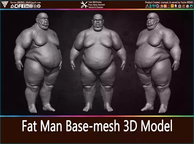 Fat Man Base-mesh 3D Model Low-poly 3D model