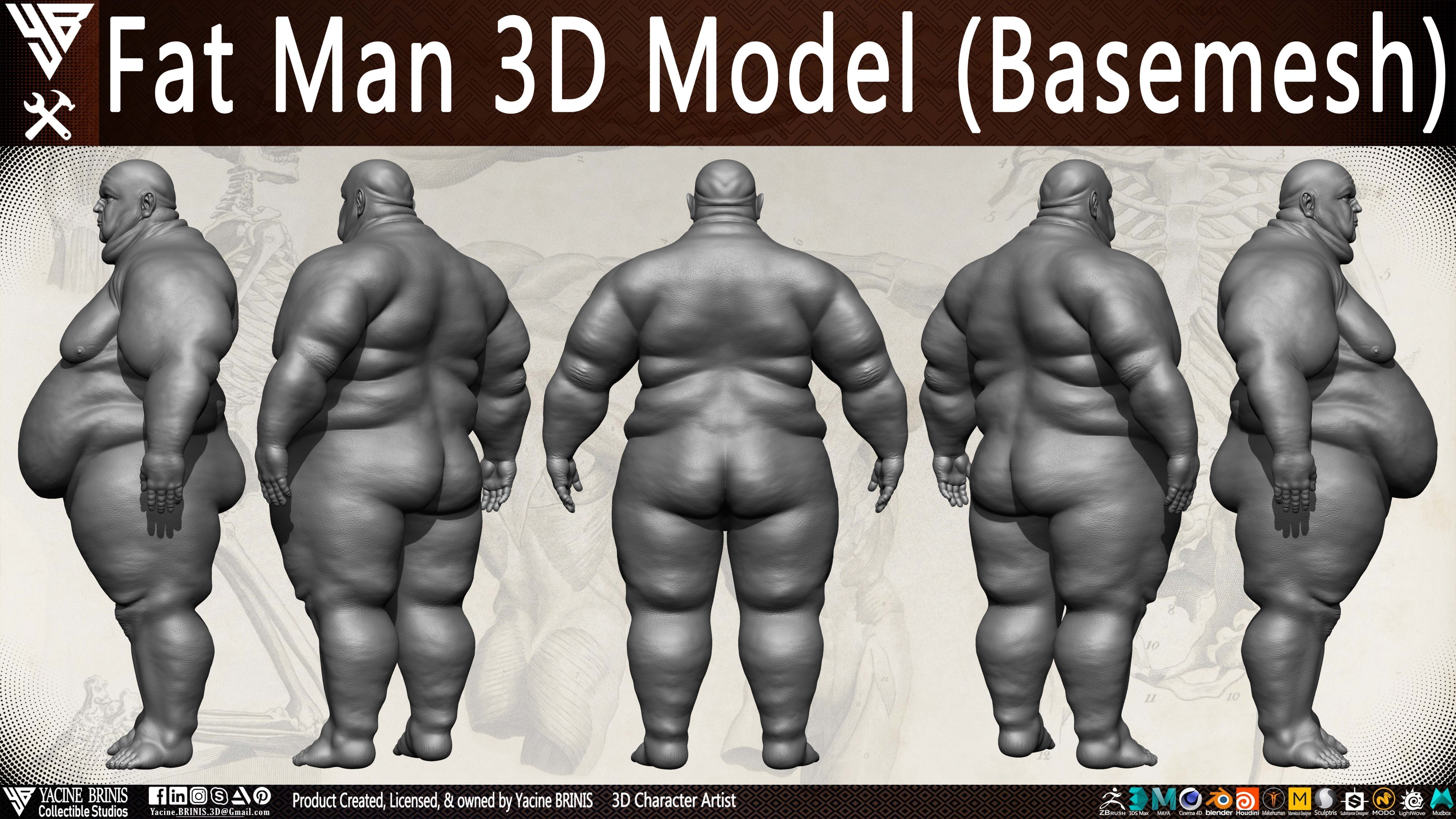Fat Man Base-mesh 3D Model Low-poly 3D model_15