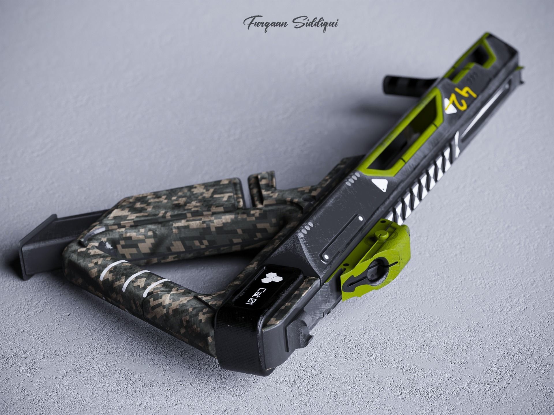 Laser Beam Rifle Low-poly 3D model_6