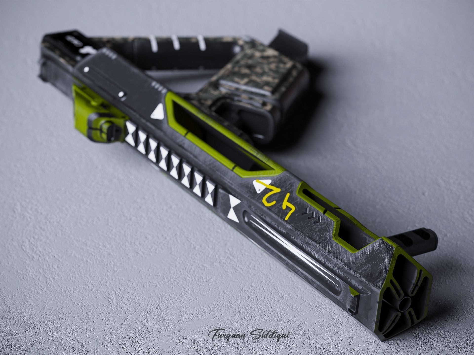 Laser Beam Rifle Low-poly 3D model_5