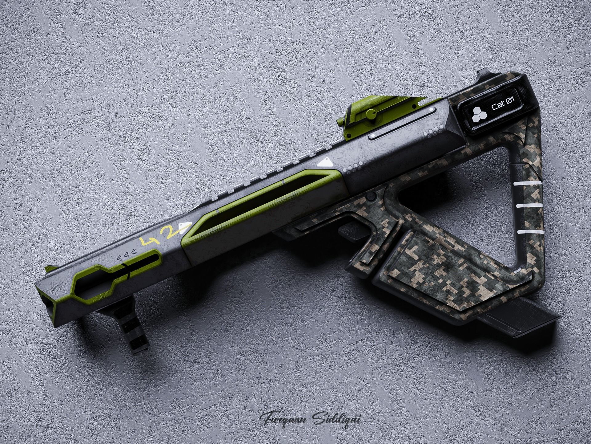 Laser Beam Rifle Low-poly 3D model_4