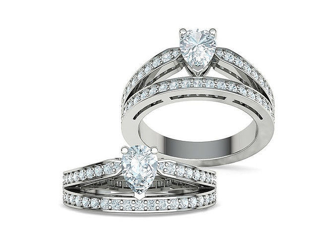 Pear 7x5 Engagement Ring Tiara Fashion Ring 3dmodel 3D print model