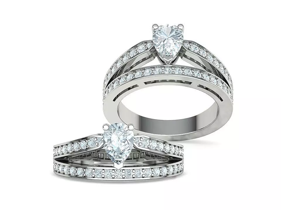 Pear 7x5 Engagement Ring Tiara Fashion Ring 3dmodel 3D print model