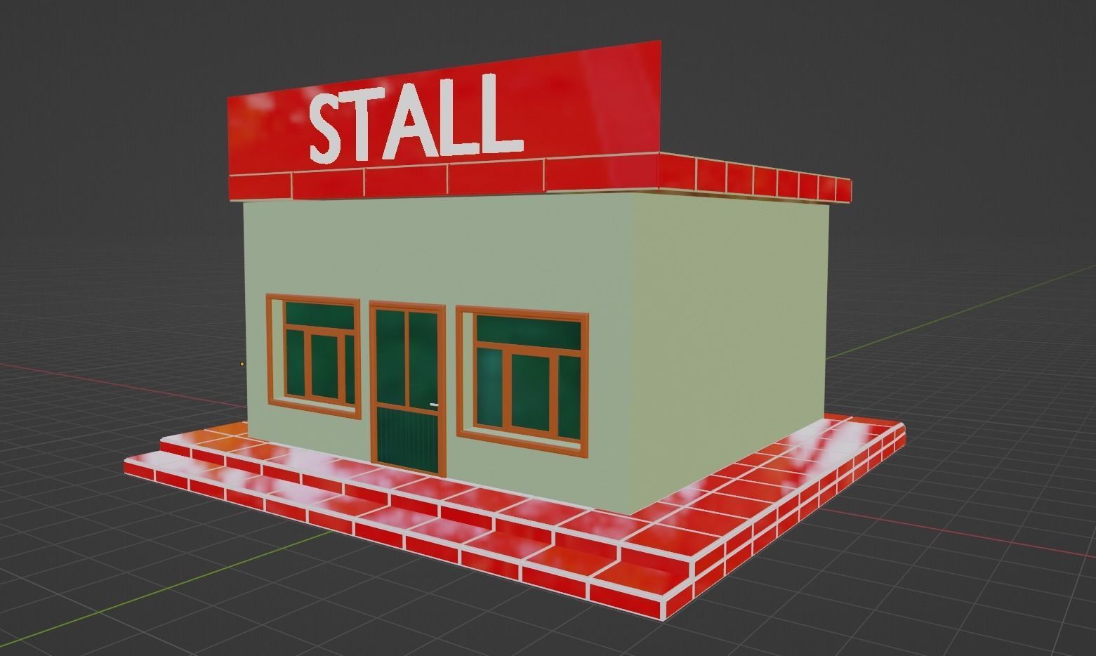 Stall shop Low-poly 3D model_2