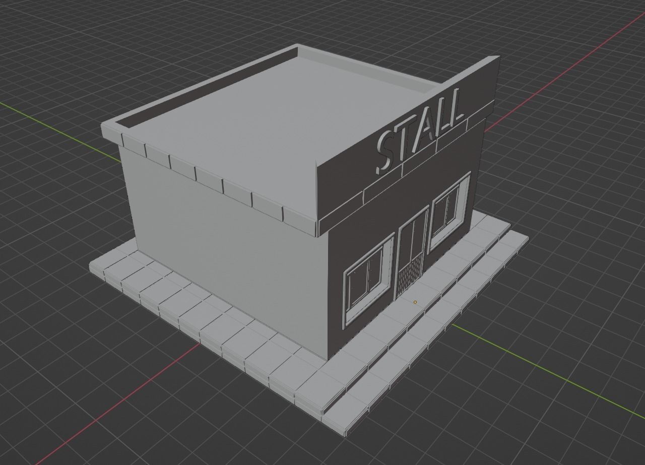 Stall shop Low-poly 3D model_7