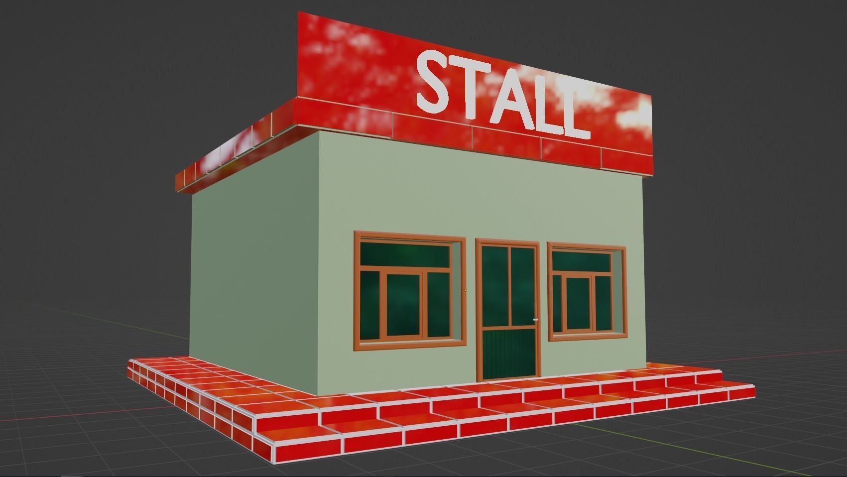 Stall shop Low-poly 3D model_1