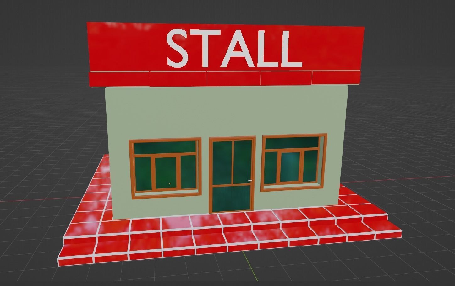 Stall shop Low-poly 3D model_4