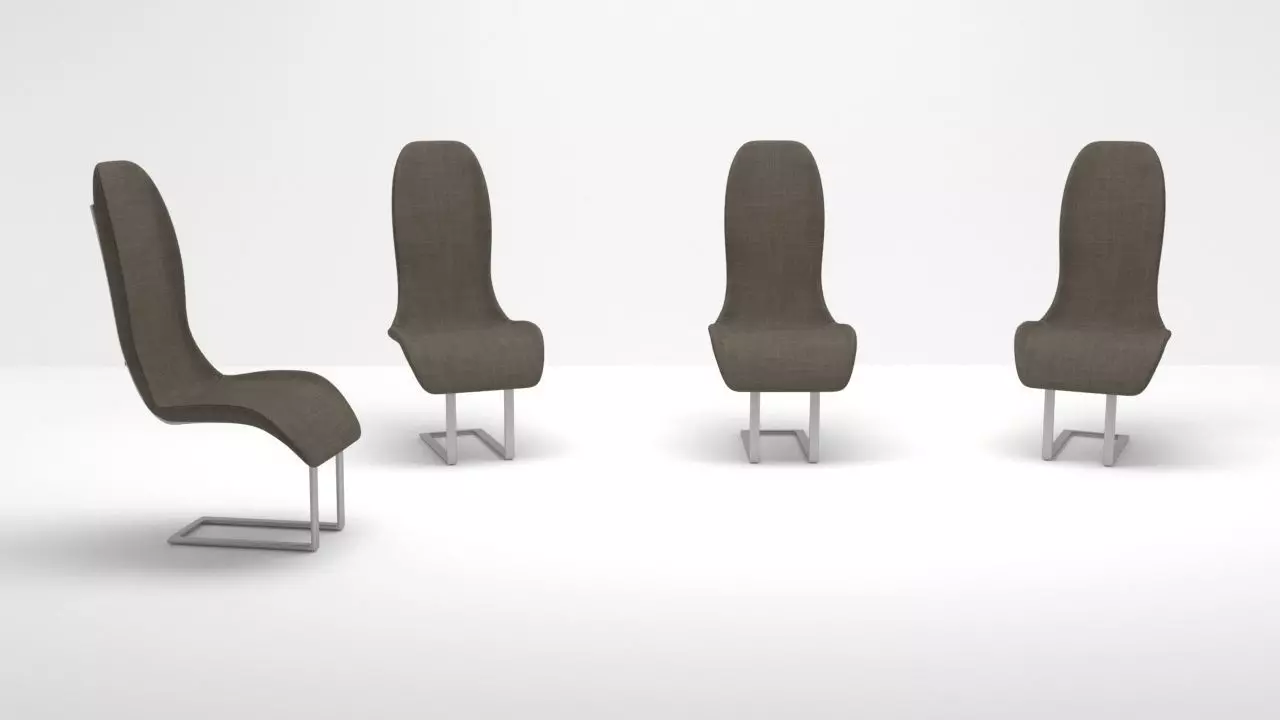 four dining table chairs Free 3D model_0