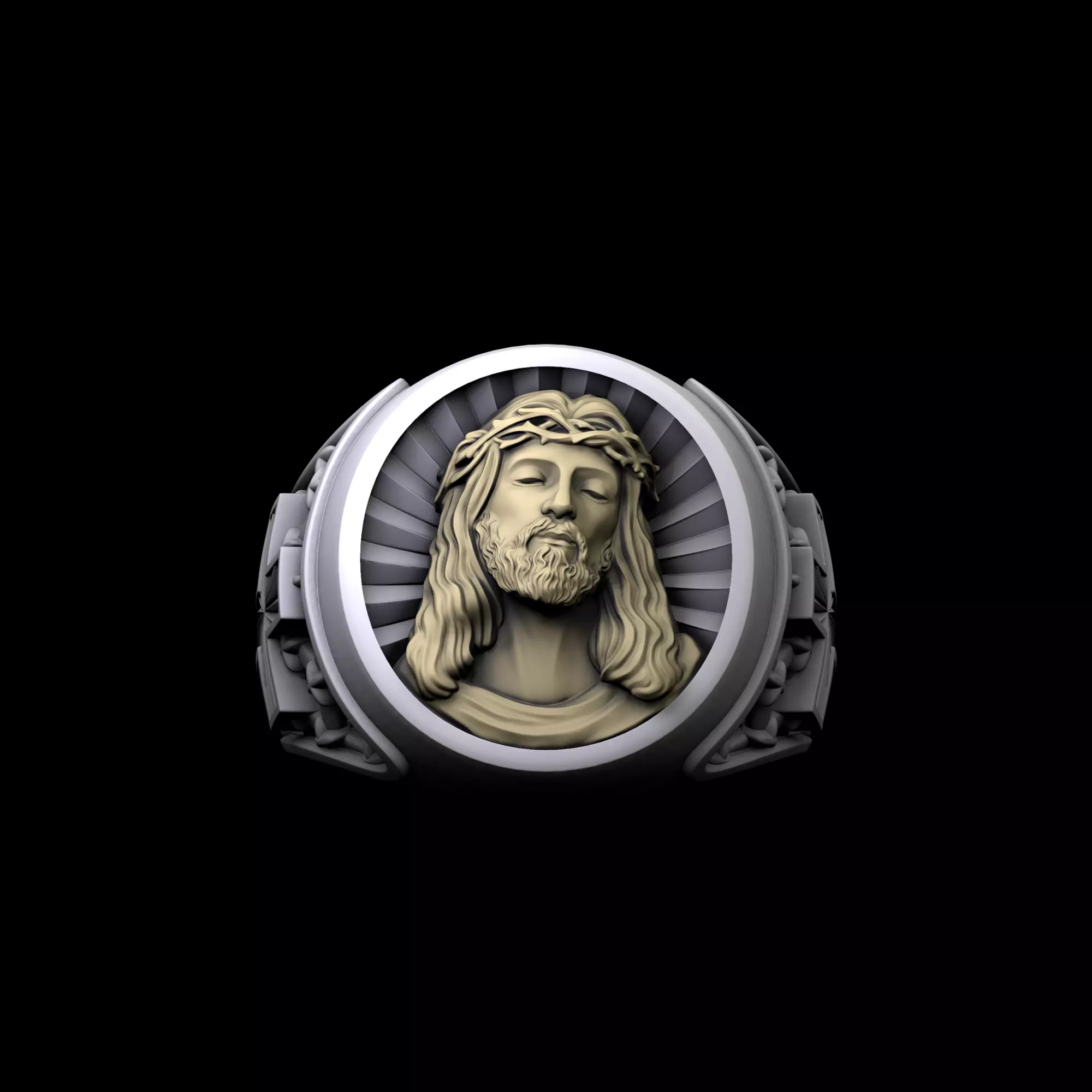 Finger Ring with Jesus 2 3D print model