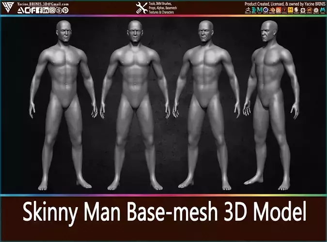 Skinny Man Base-mesh 3D Model