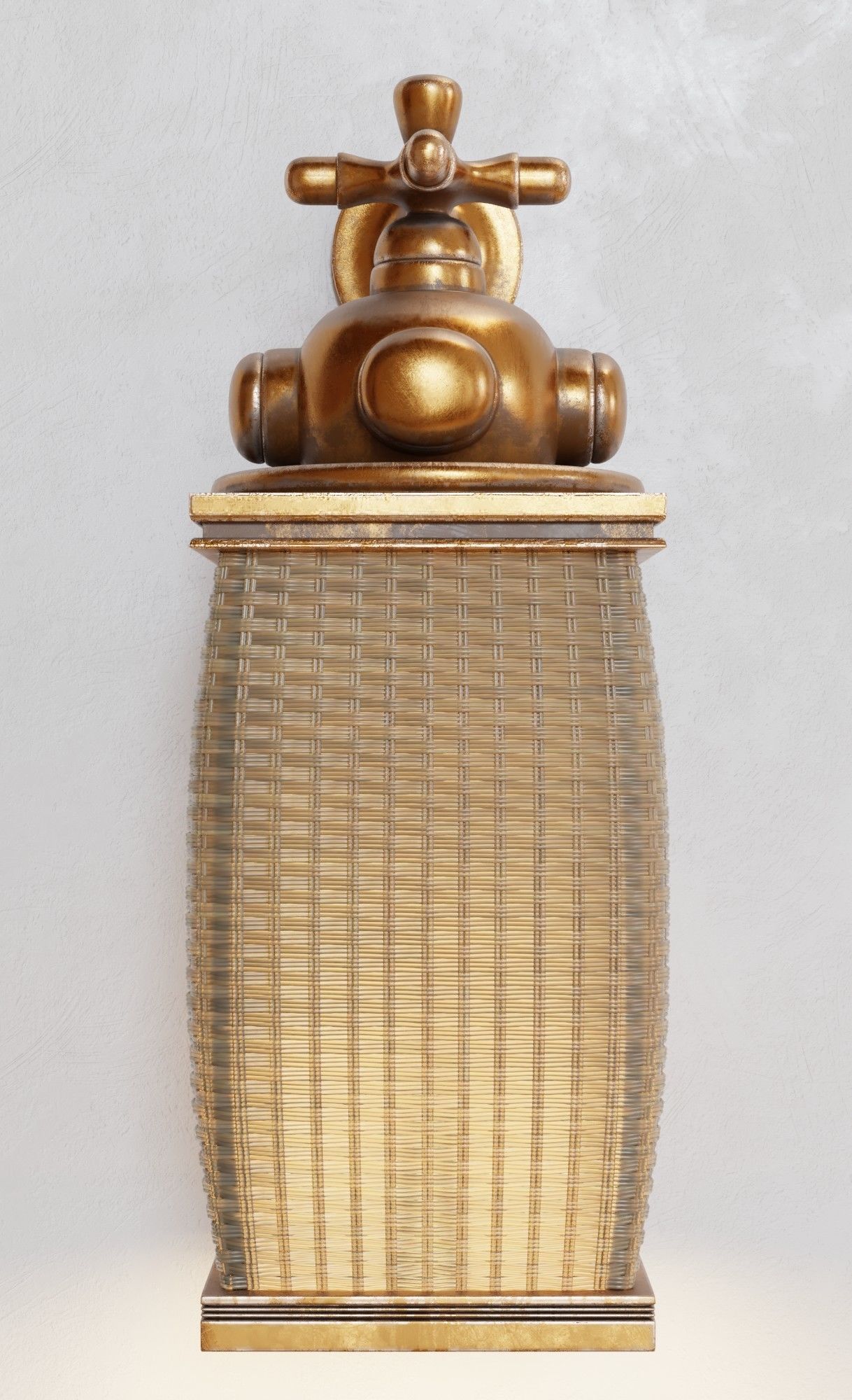 Wall lamp wicker 3D model_1