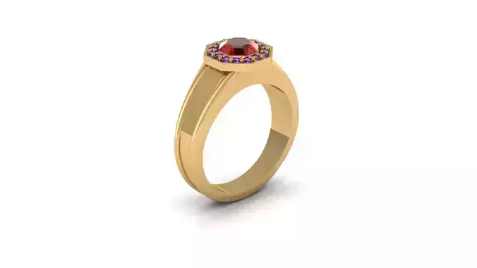 Red Diamond Stone Ring 3D print model
