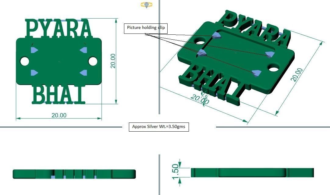Rakhi Design with Picture 3D print model_1