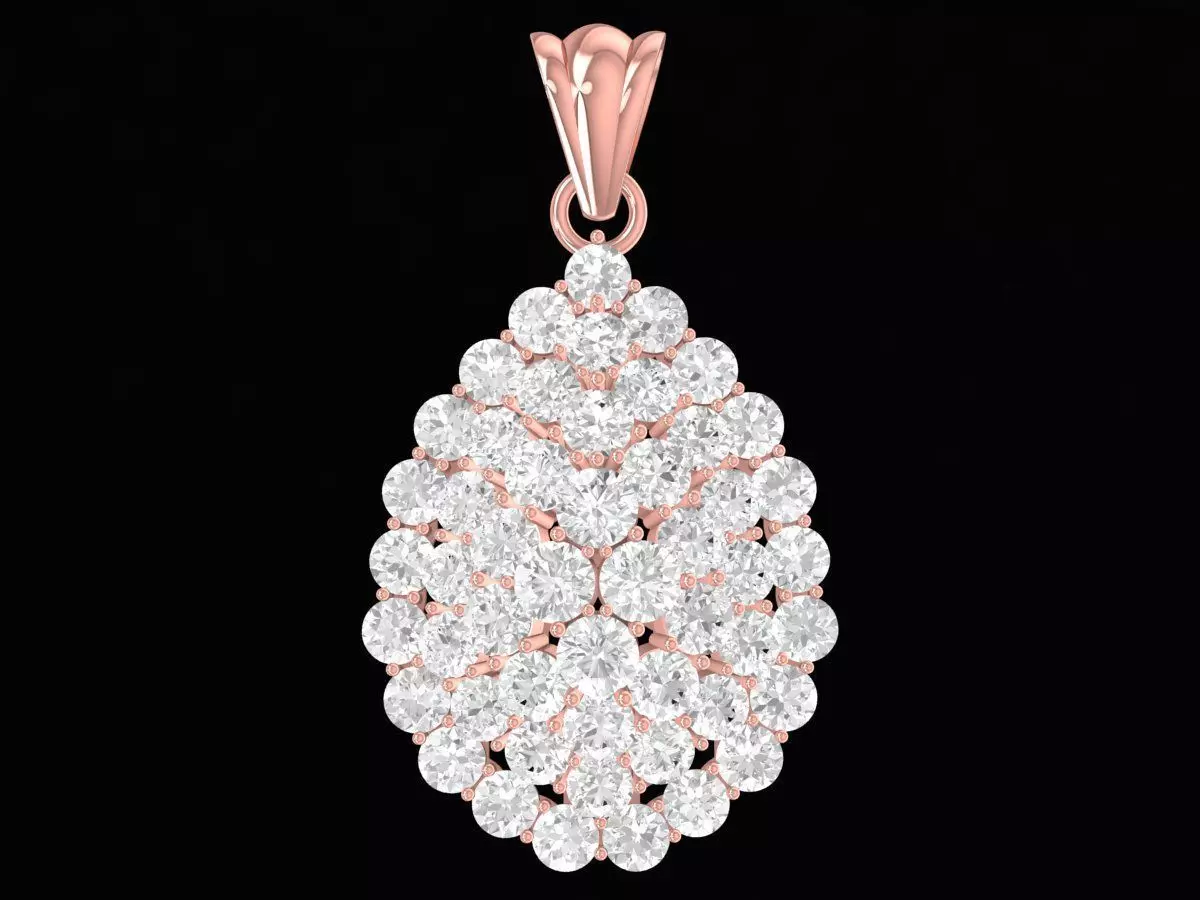 Luxury Diamond Cluster Oval Pendant Jewelry 3D Model 3467 3D print model