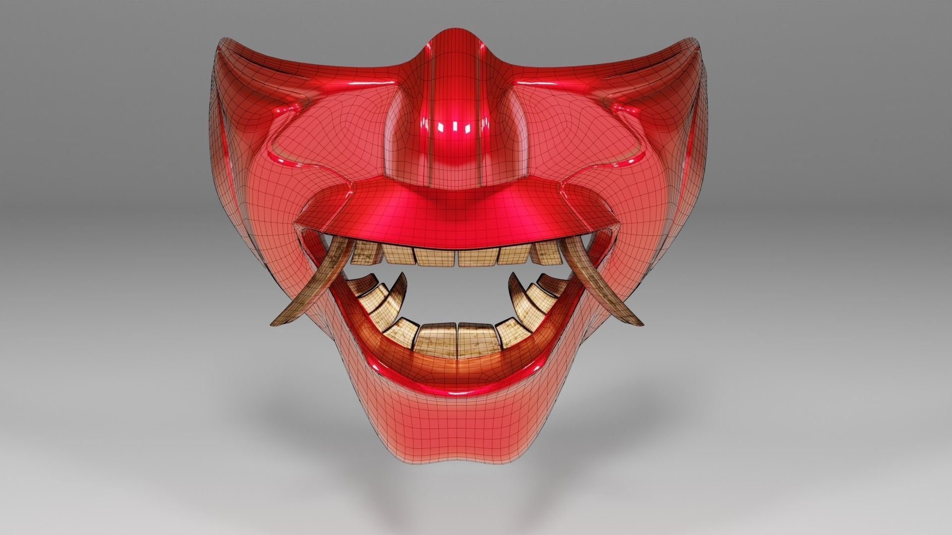 hannya mask low-poly Low-poly 3D model_4