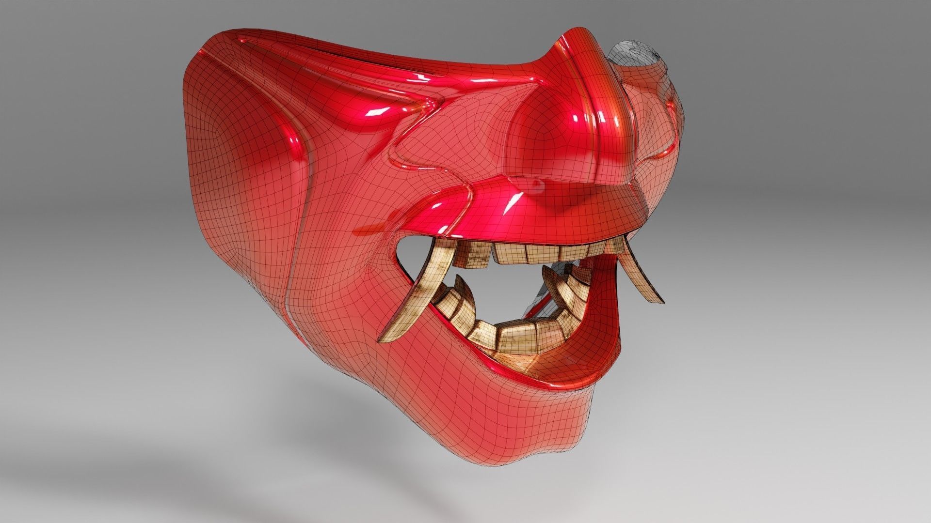 hannya mask low-poly Low-poly 3D model_3