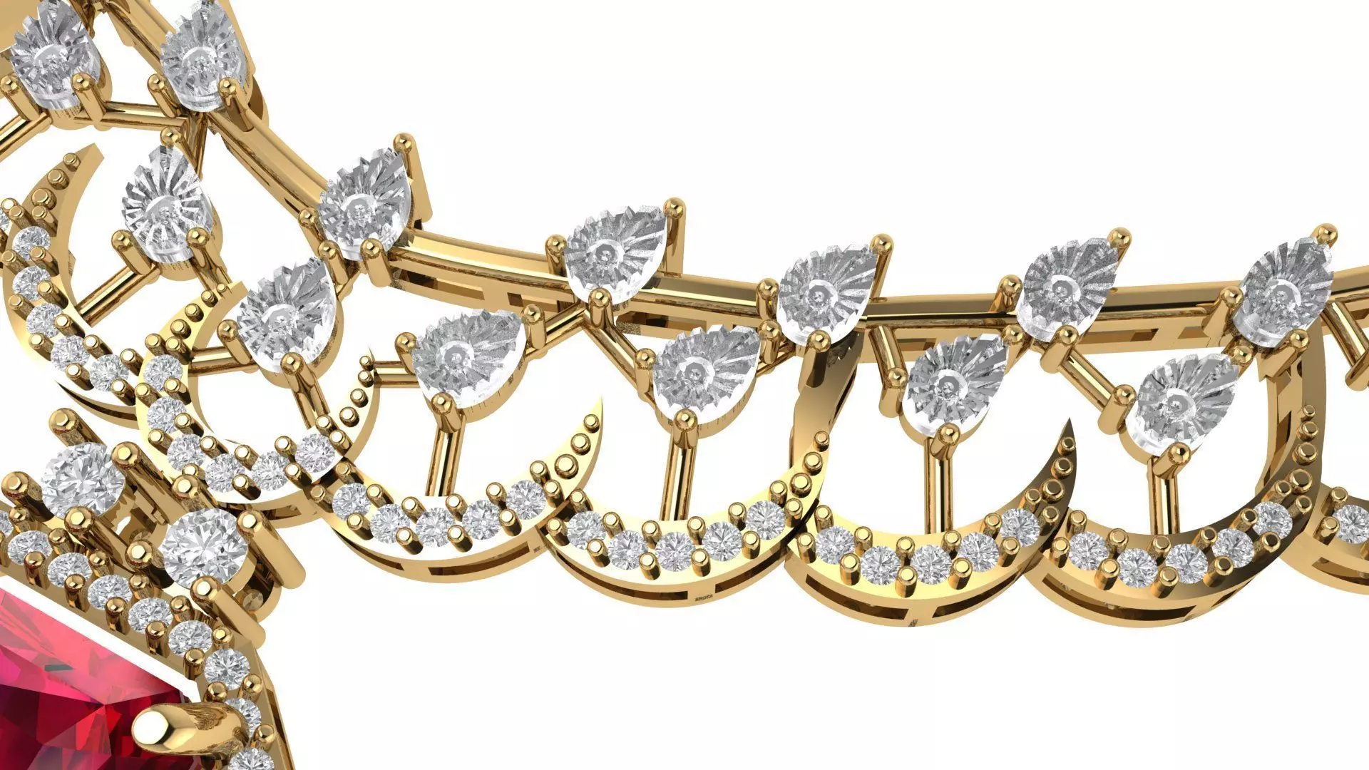 Beautiful Neclace with Pink Stone 3D print model_0