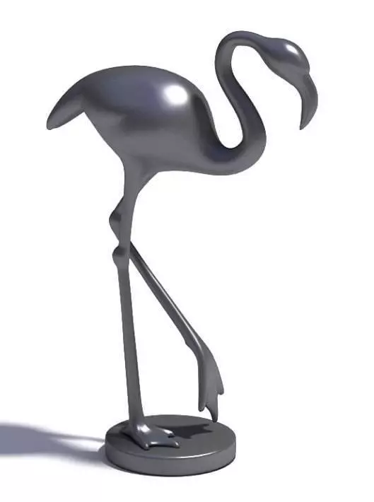 Shiny Flamingo Sculpture 3D model_0