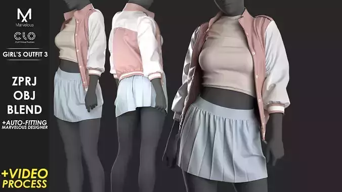 Girls Outfit 3 - Marvelous Designer with Video Process