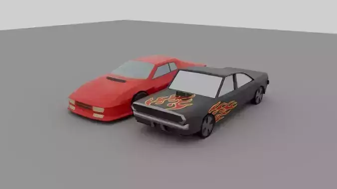 car game Ferrari Testarossa DODGE CHARGER Low-poly