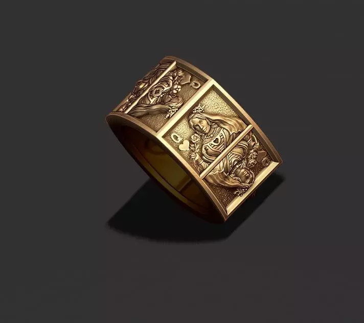 playing cards Queens pairs ring 3D print model_0