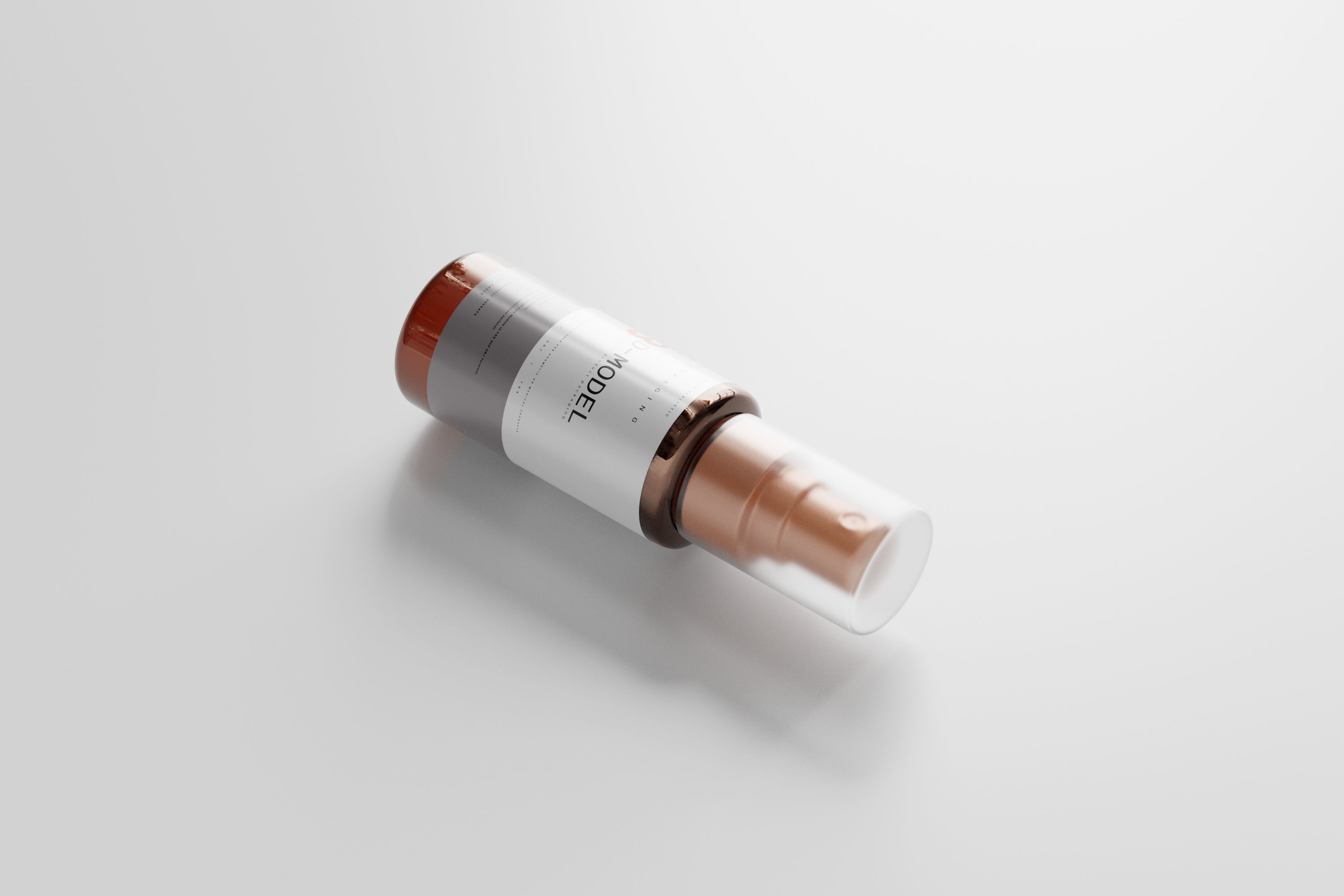 Amber Glass Tiny Airless Pump Bottle and Spray Bottle Low-poly 3D model_14