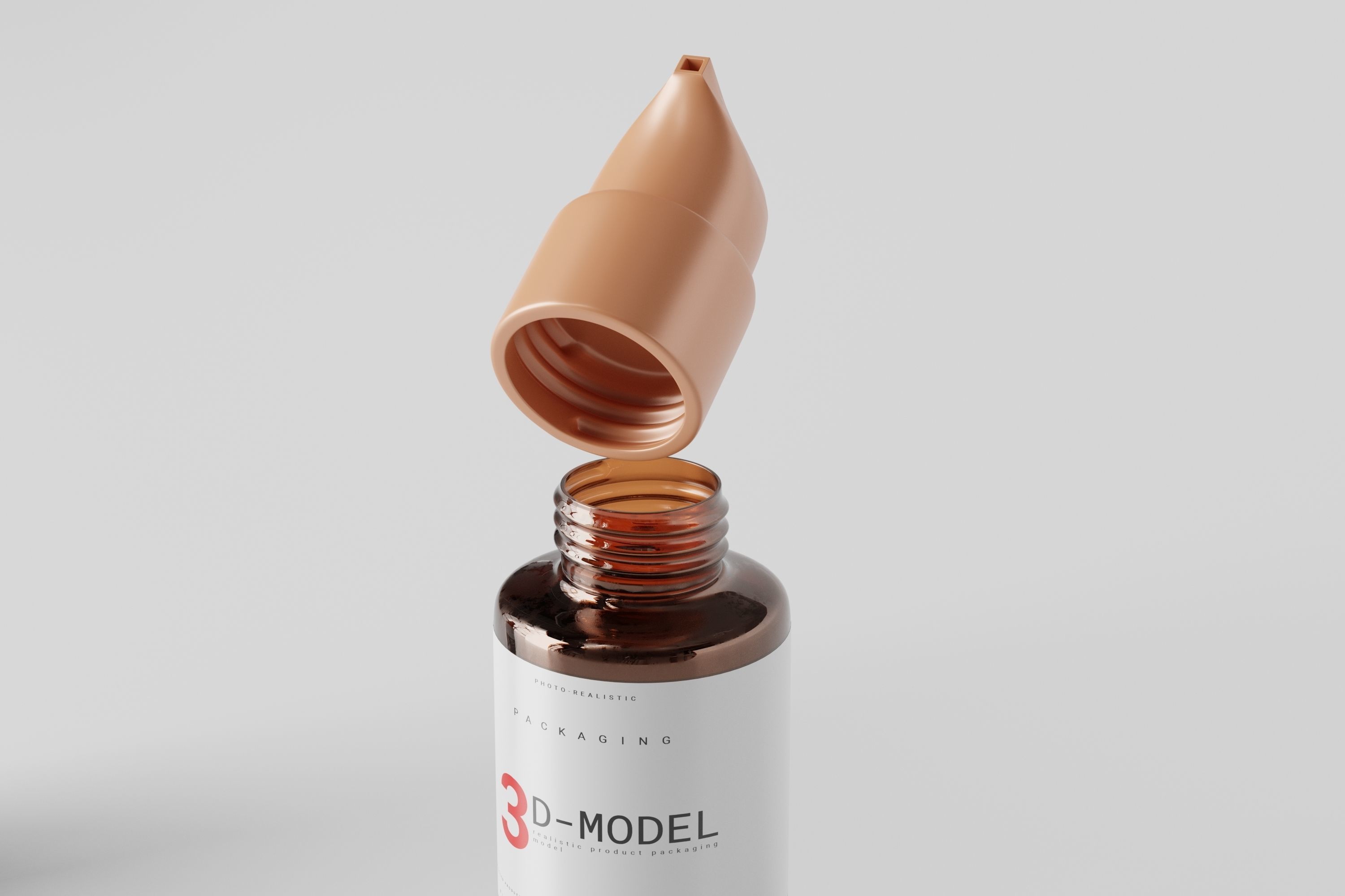 Amber Glass Tiny Airless Pump Bottle and Spray Bottle Low-poly 3D model_18