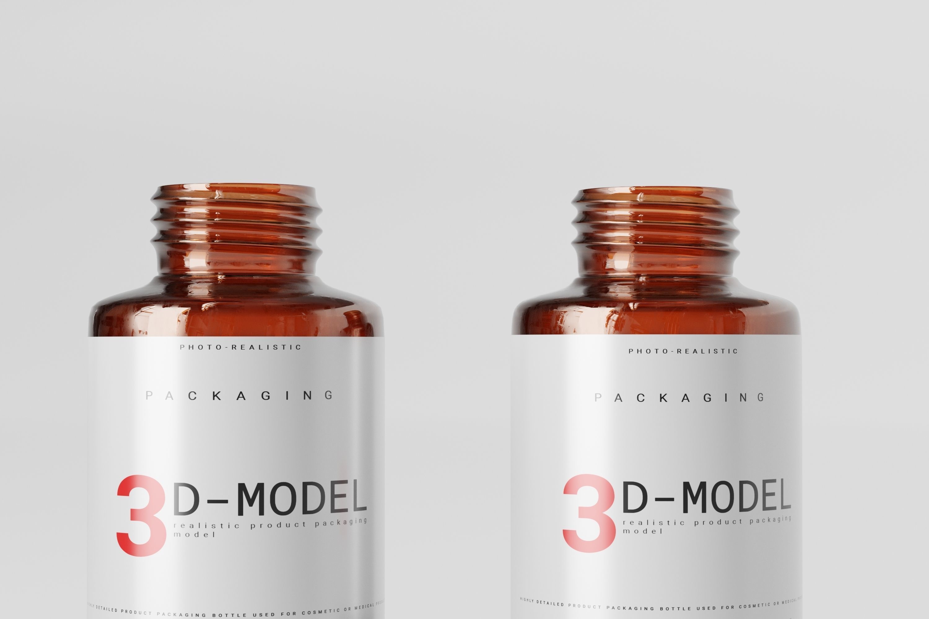 Amber Glass Tiny Airless Pump Bottle and Spray Bottle Low-poly 3D model_16