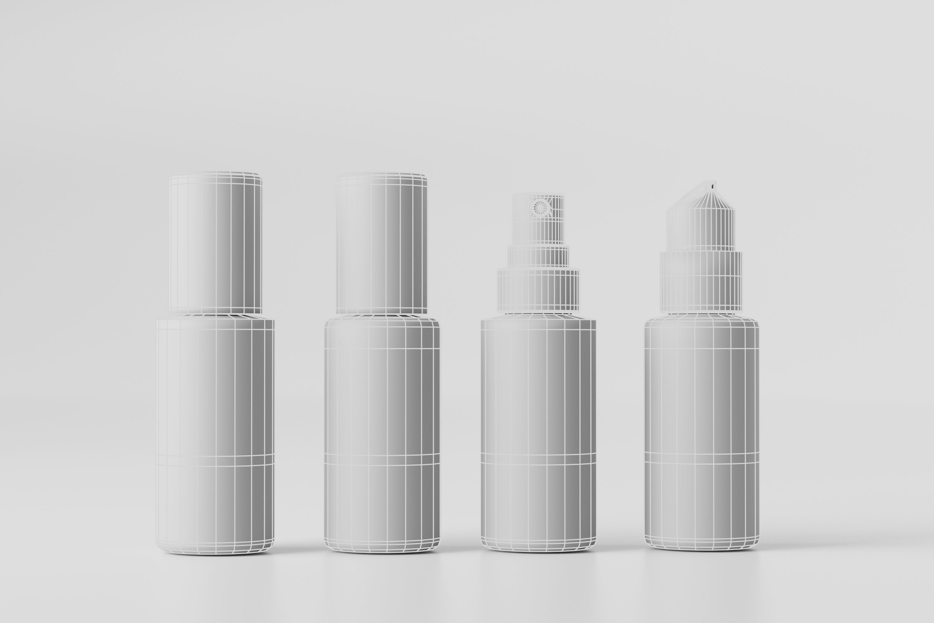 Amber Glass Tiny Airless Pump Bottle and Spray Bottle Low-poly 3D model_19