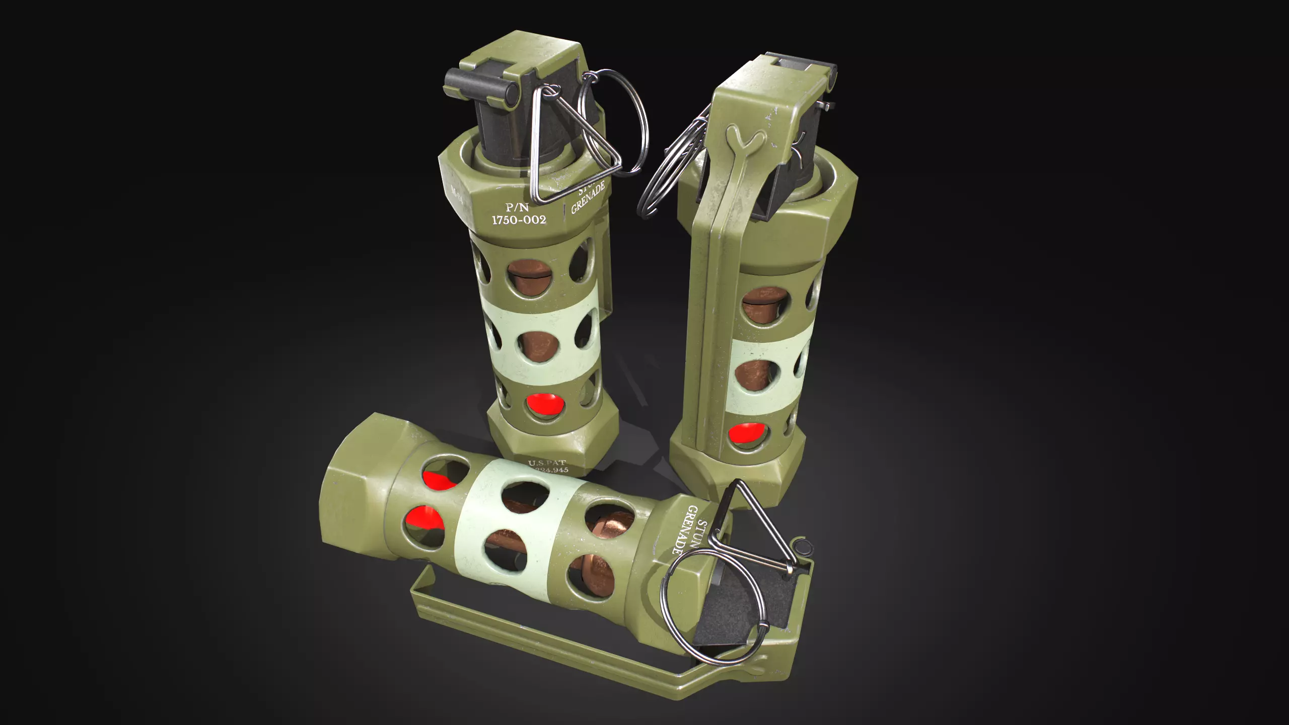 M84 Stun Grenade GameReady lowpoly asset Free low-poly 3D model
