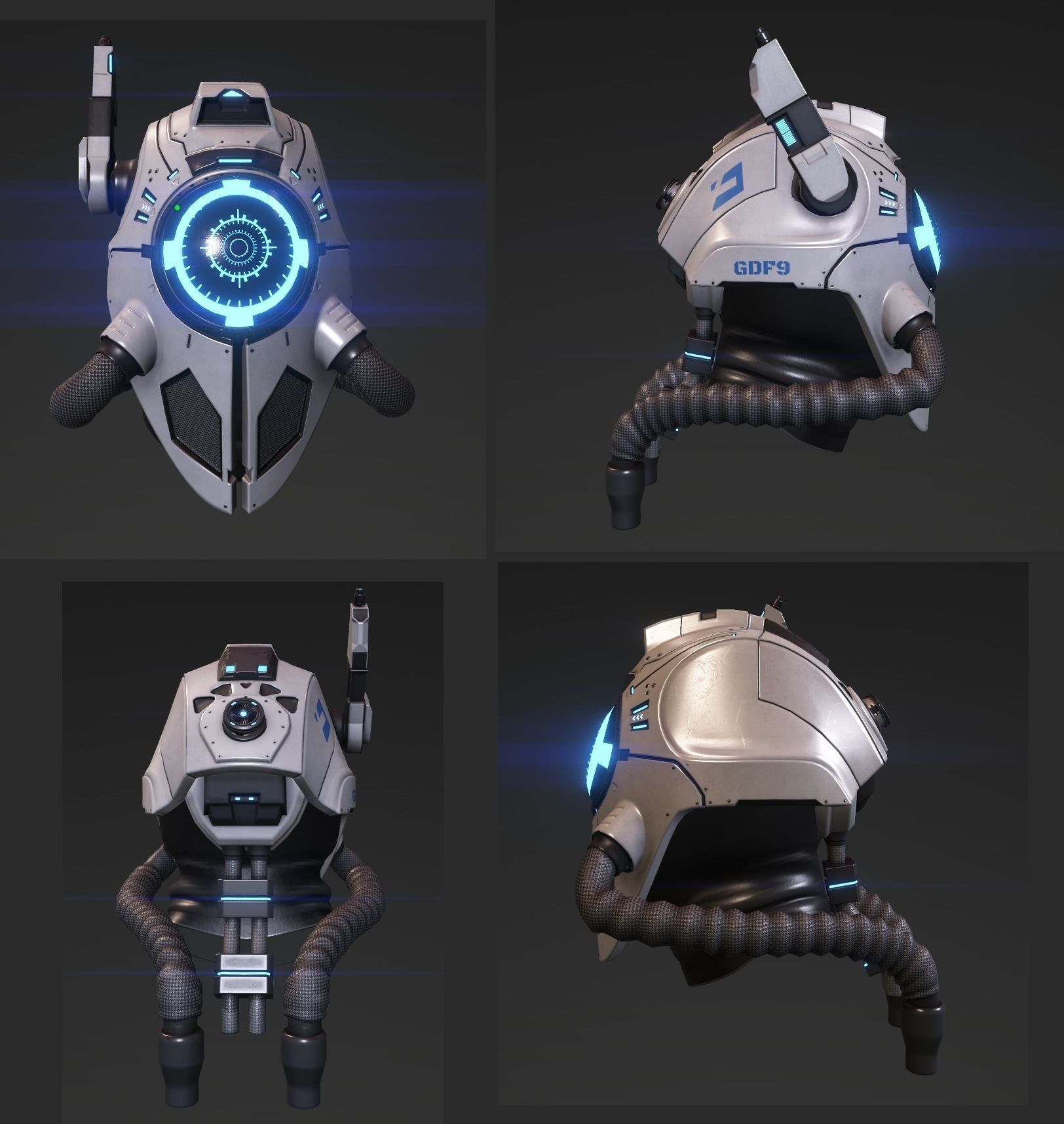 Sci fi alien futuristic helmet da1 3D model_22
