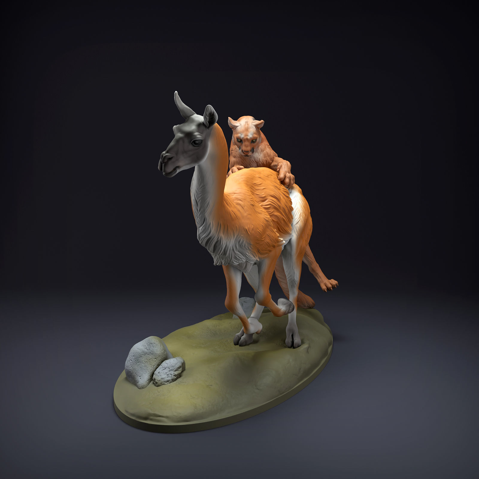 Mountain Lion Guanaco Hunt for 3D Printing 3D print model_4