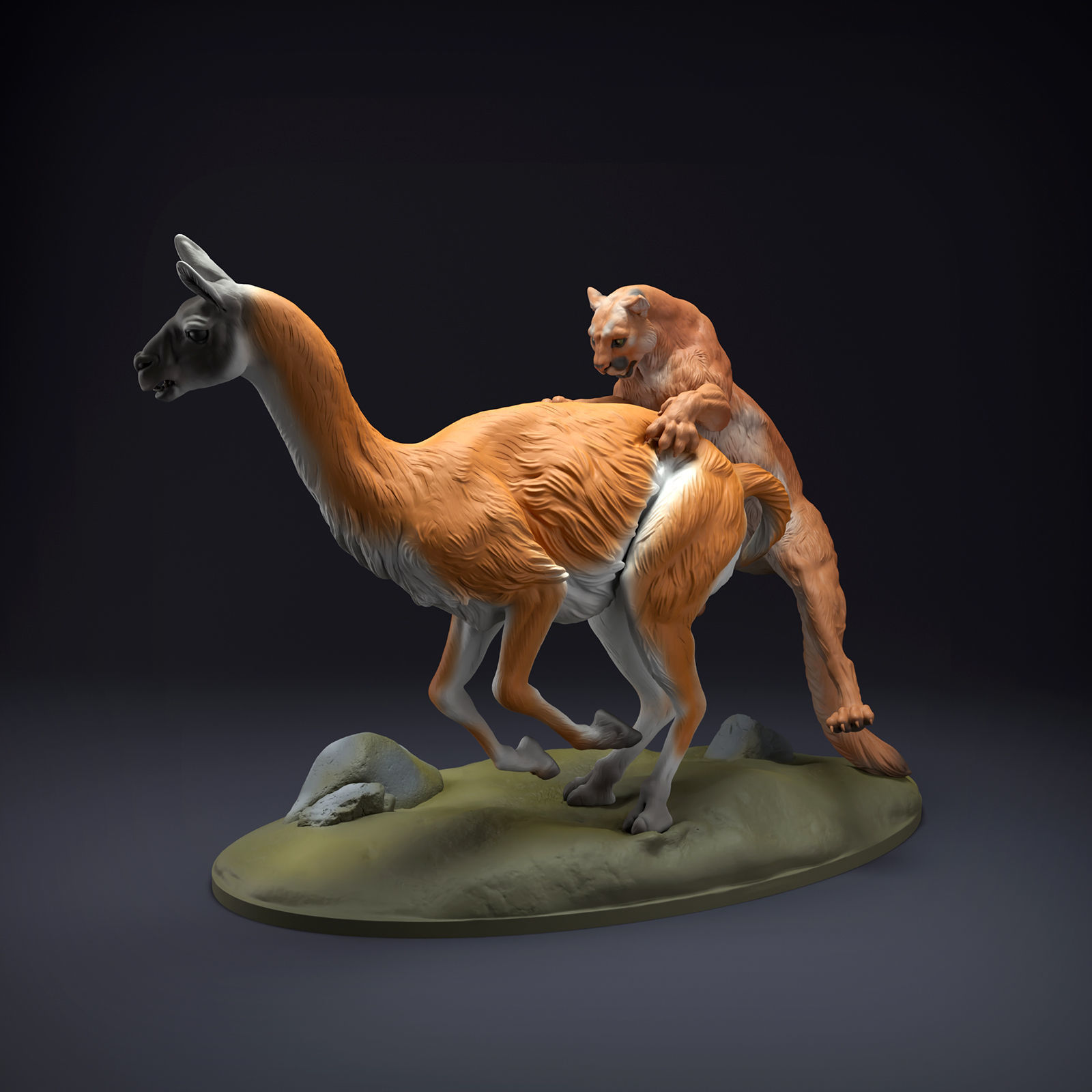 Mountain Lion Guanaco Hunt for 3D Printing 3D print model_3