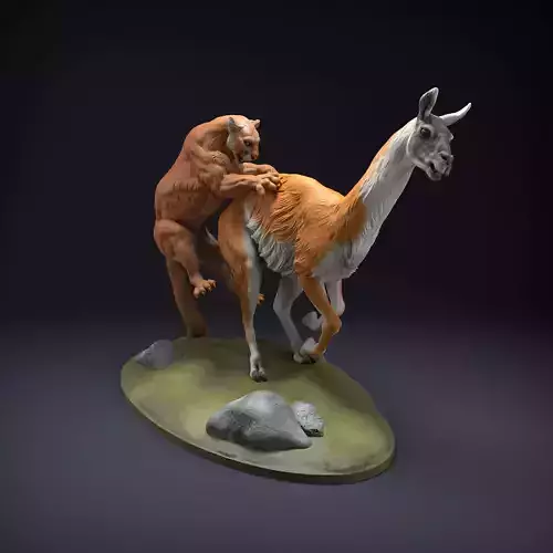 Mountain Lion Guanaco Hunt for 3D Printing 3D print model