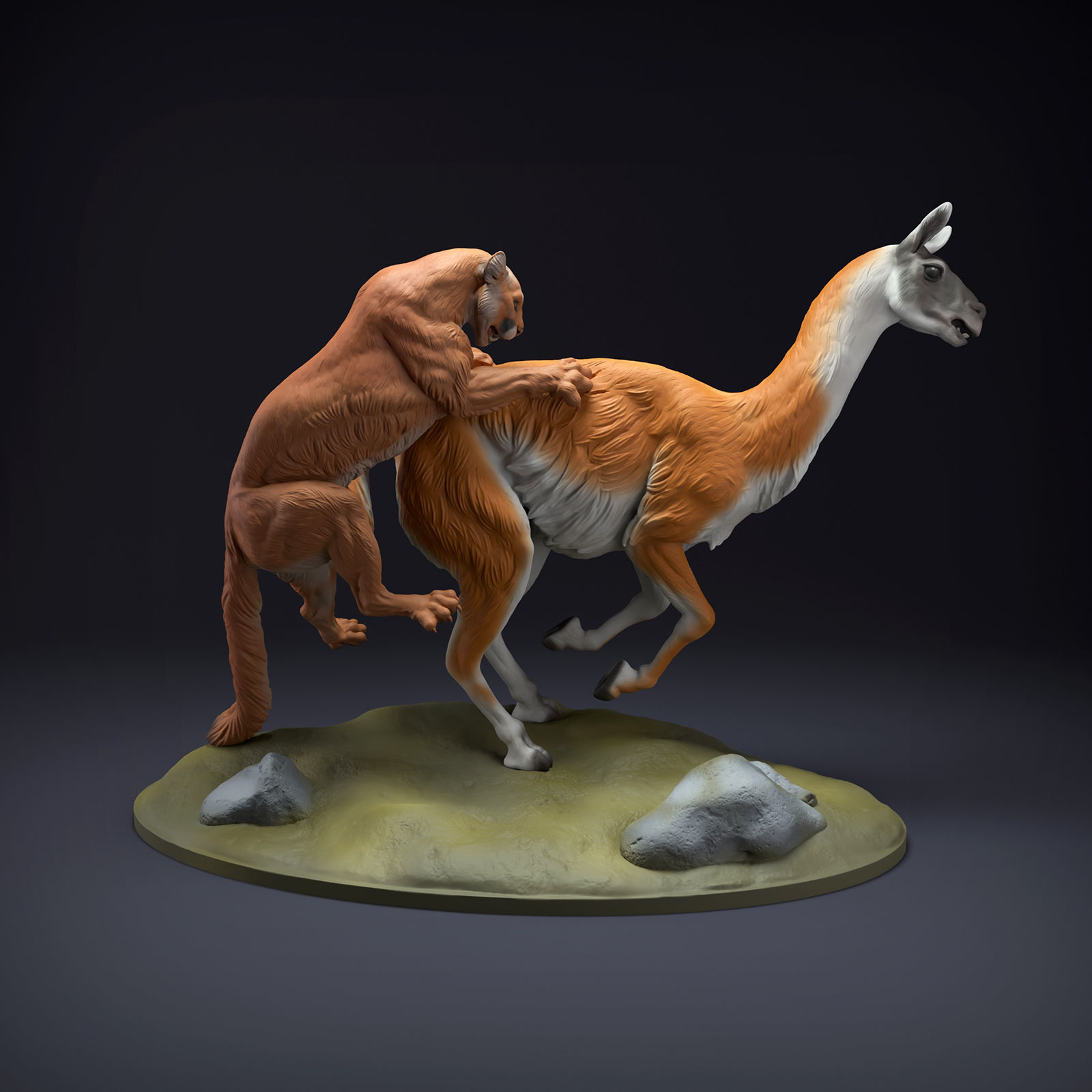 Mountain Lion Guanaco Hunt for 3D Printing 3D print model_1