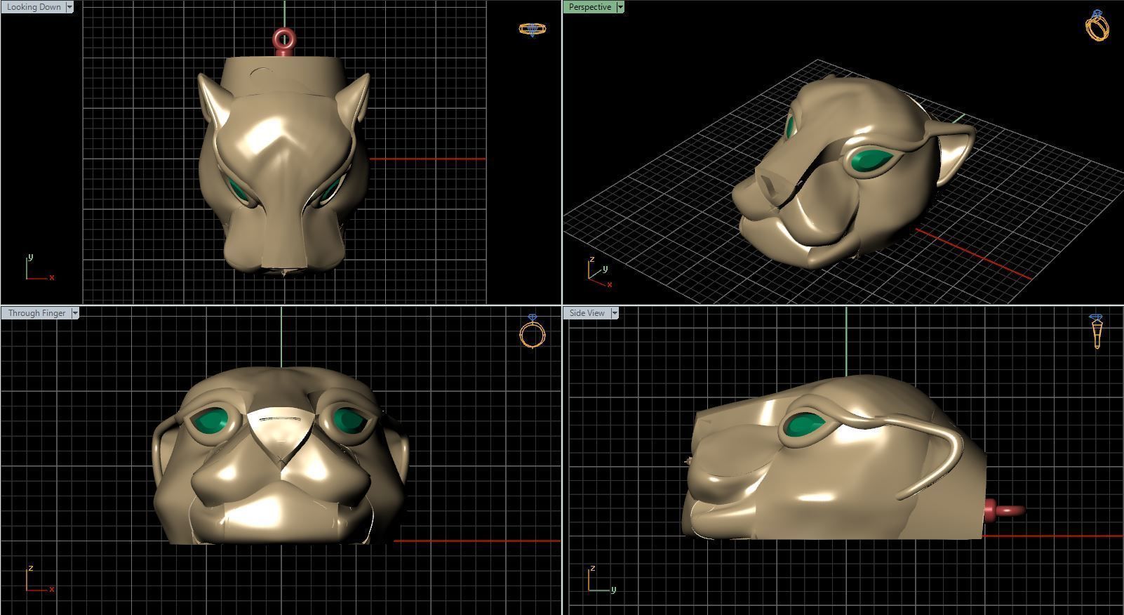 Panther pendant 3D printable for gold and silver 3D print model_1