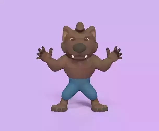 Werewolf cartoon bear 3D print model