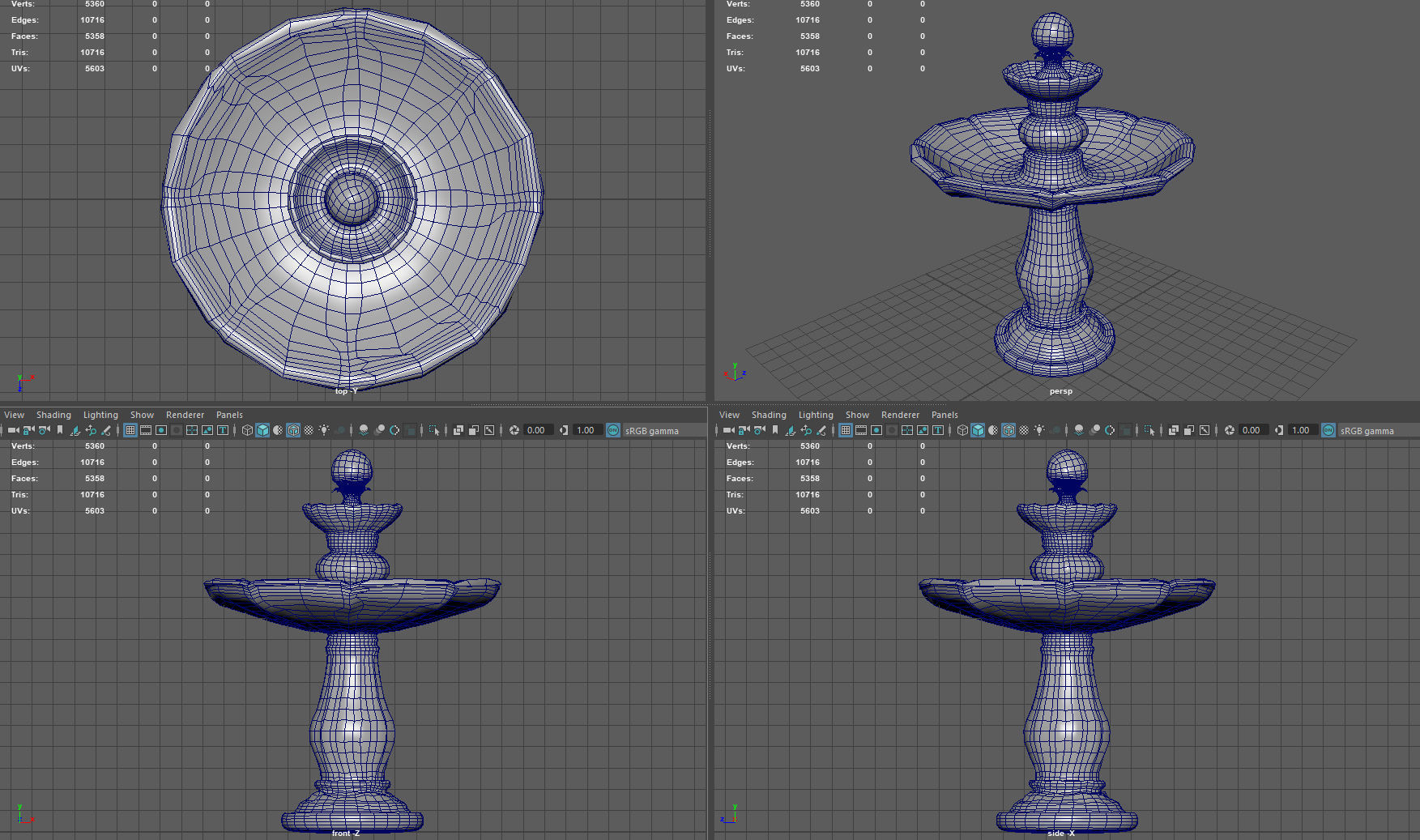 Round garden fountain Low-poly 3D model_7