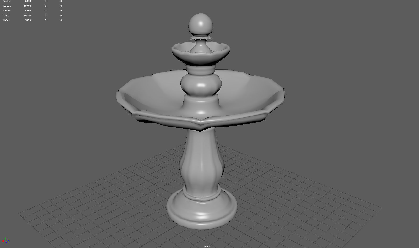 Round garden fountain Low-poly 3D model_3