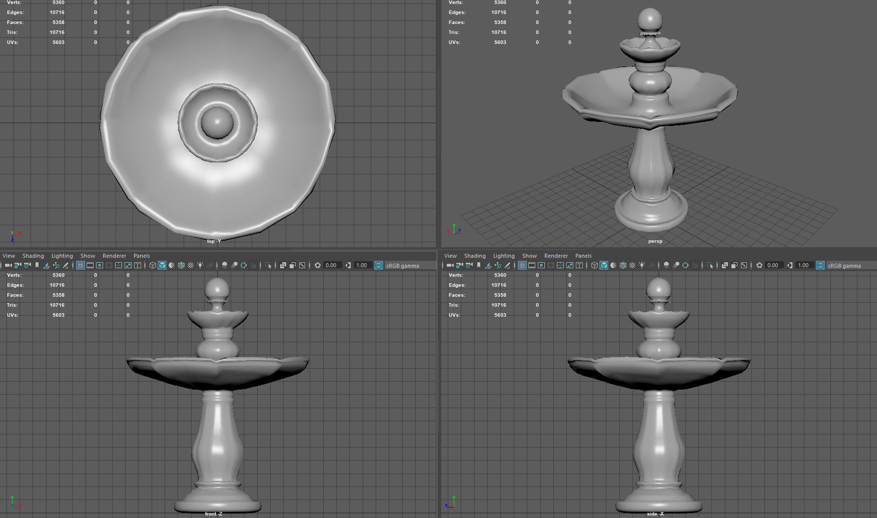 Round garden fountain Low-poly 3D model_6