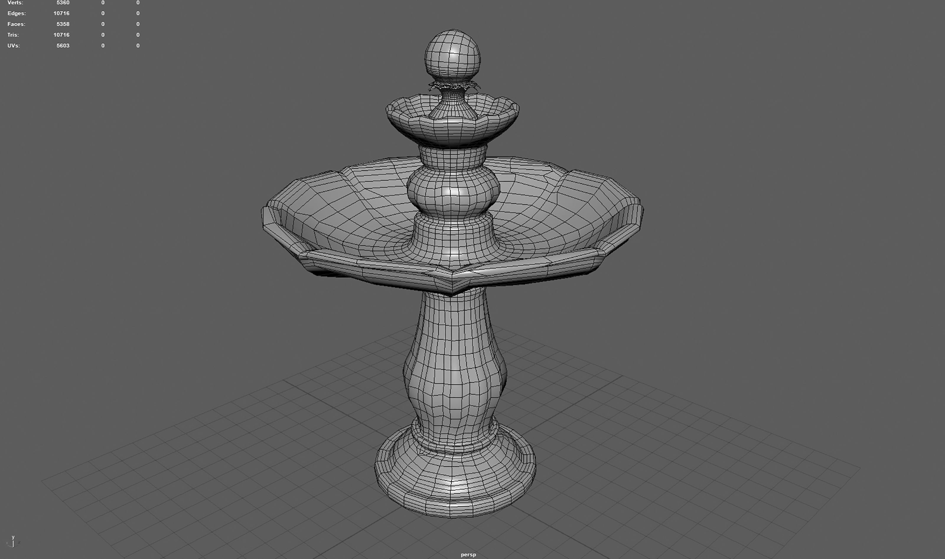 Round garden fountain Low-poly 3D model_9