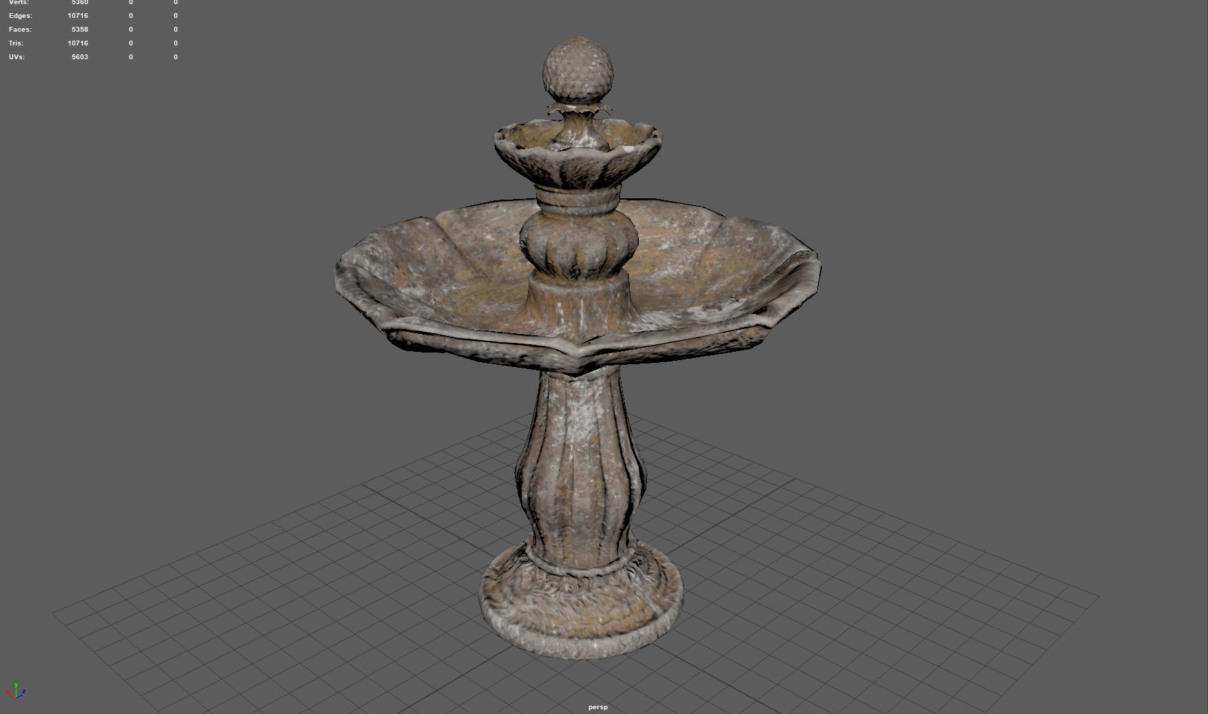 Round garden fountain Low-poly 3D model_2