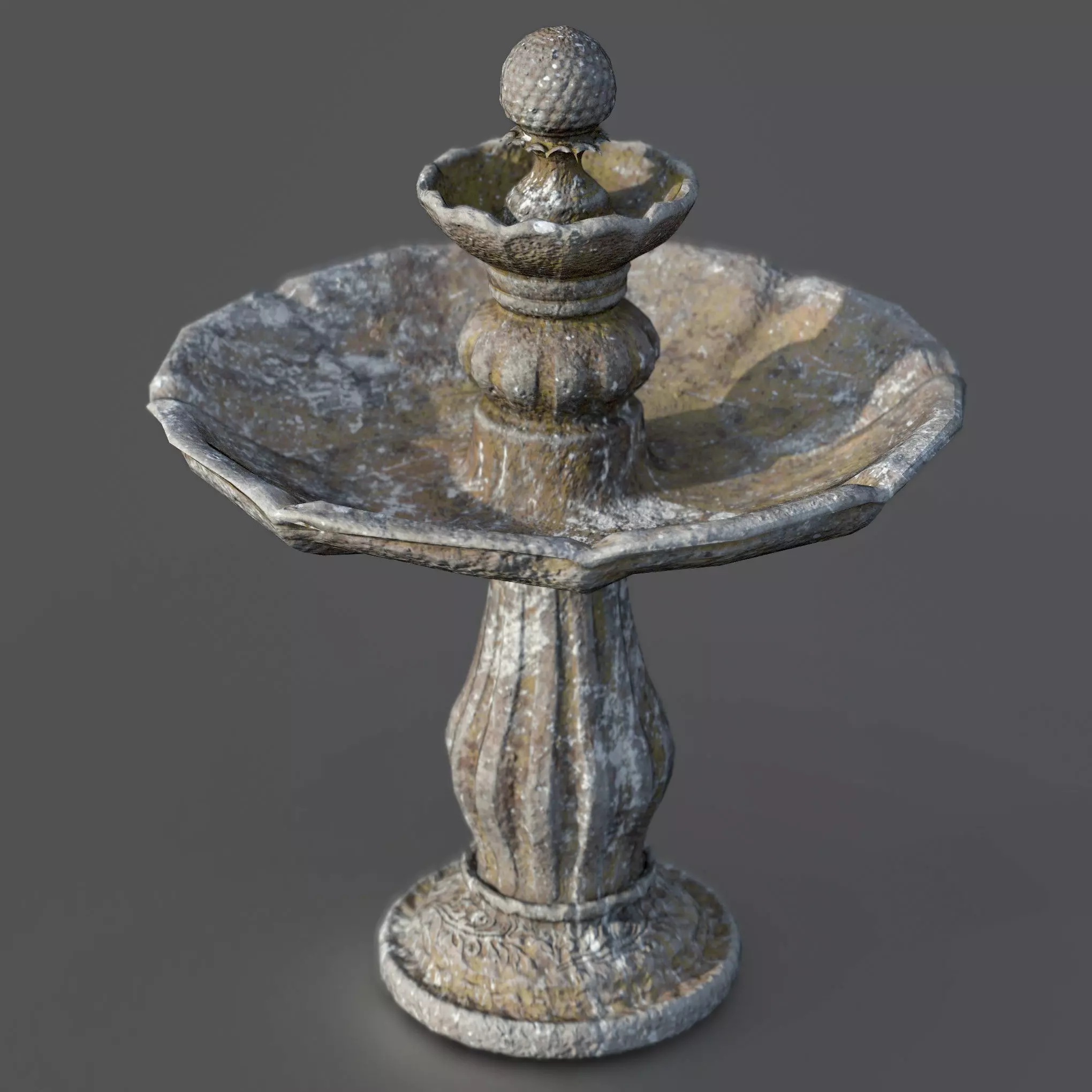 Round garden fountain Low-poly 3D model_0