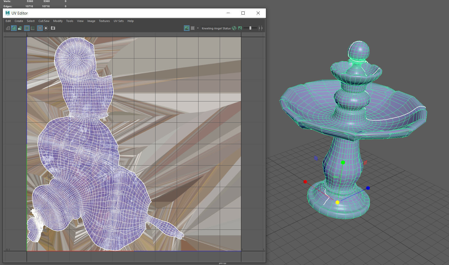 Round garden fountain Low-poly 3D model_8